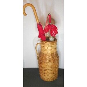 Vintage Wicker Umbrella Basket Woven Basket Retro Art‎ Deco